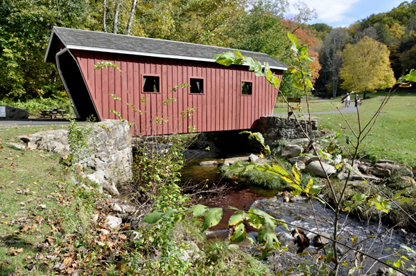 a replica of a covered bridge